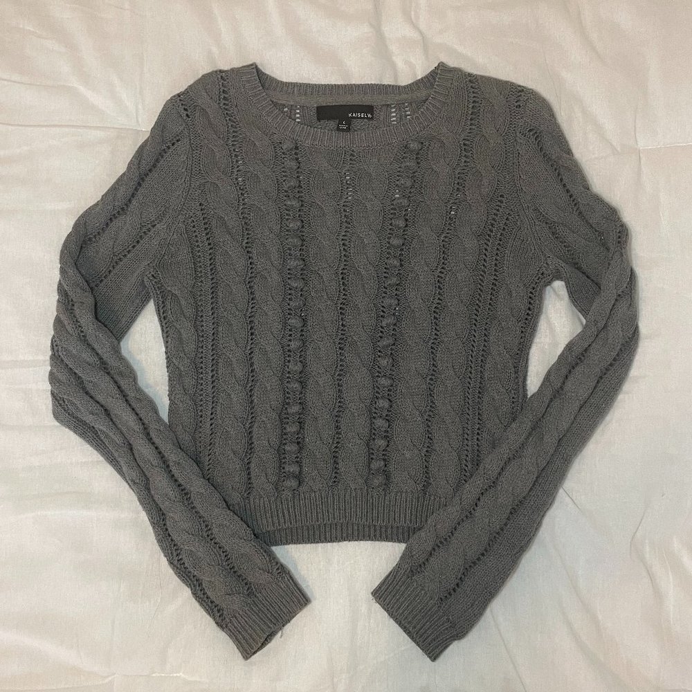 Grey Cable Knit Sweater